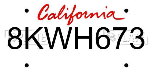 8KWH673 California License Plate