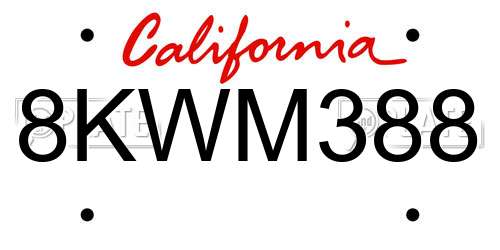 8KWM388 California License Plate