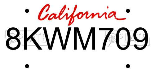8KWM709 California License Plate