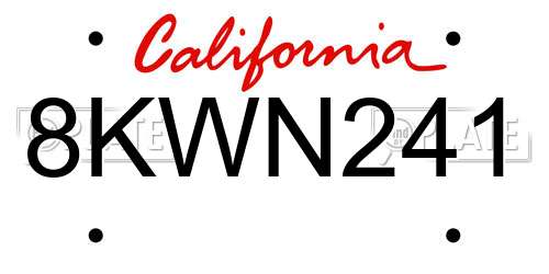 8KWN241 California License Plate