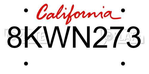 8KWN273 California License Plate
