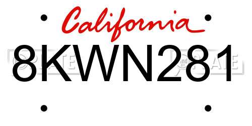 8KWN281 California License Plate