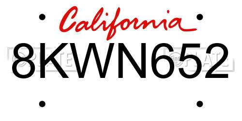 8KWN652 California License Plate