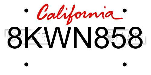 8KWN858 California License Plate