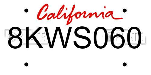 8KWS060 California License Plate