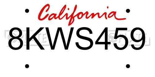 8KWS459 California License Plate