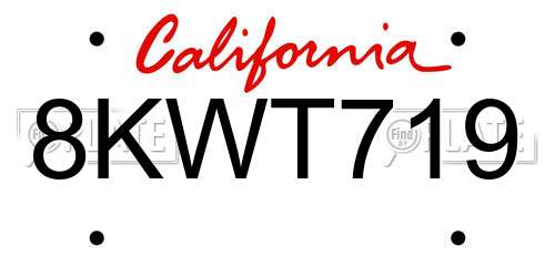 8KWT719 California License Plate