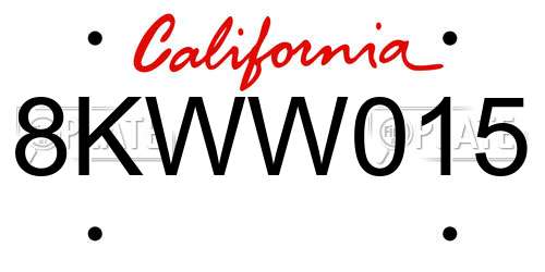 8KWW015 California License Plate