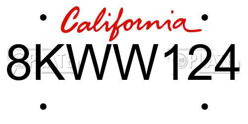 8KWW124 California License Plate
