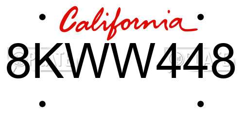8KWW448 California License Plate