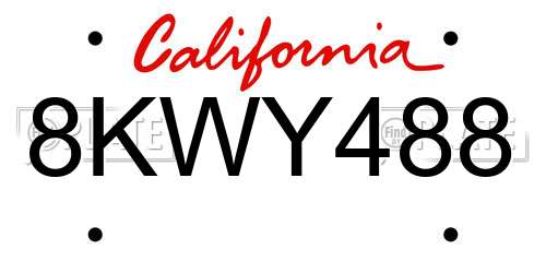 8KWY488 California License Plate