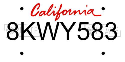 8KWY583 California License Plate
