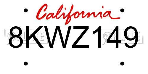8KWZ149 California License Plate