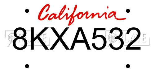 8KXA532 California License Plate