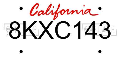 8KXC143 California License Plate
