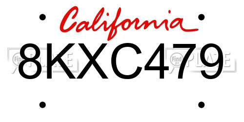8KXC479 California License Plate