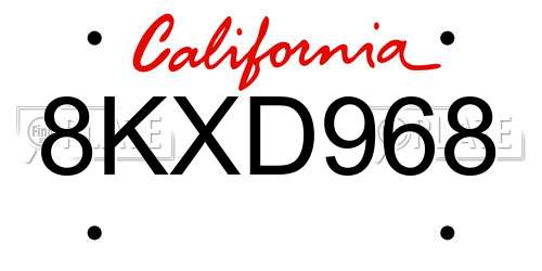 8KXD968 California License Plate