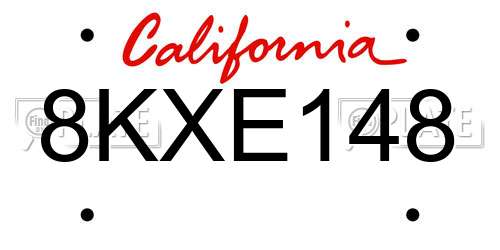 8KXE148 California License Plate