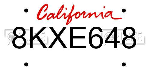 8KXE648 California License Plate