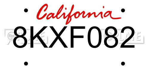 8KXF082 California License Plate