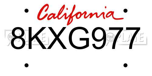 8KXG977 California License Plate