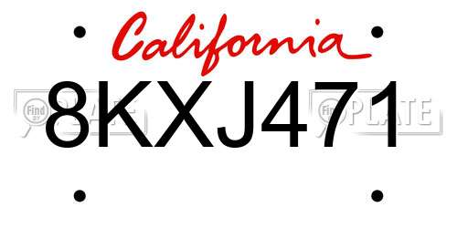8KXJ471 California License Plate