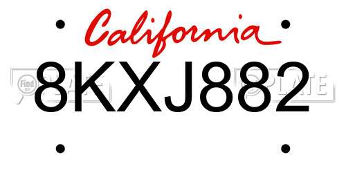 8KXJ882 California License Plate