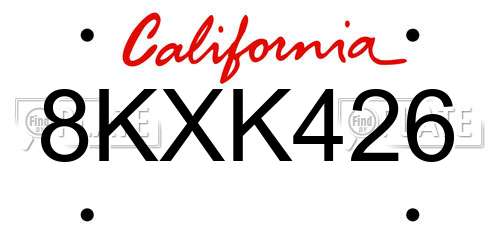 8KXK426 California License Plate