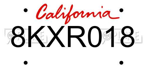 8KXR018 California License Plate