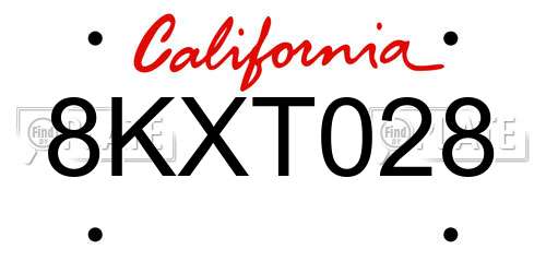 8KXT028 California License Plate