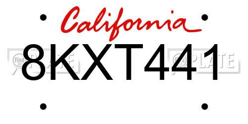 8KXT441 California License Plate