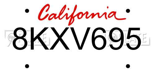 8KXV695 California License Plate
