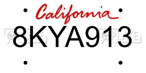 8KYA913 California License Plate