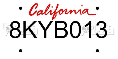 8KYB013 California License Plate