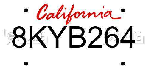 8KYB264 California License Plate