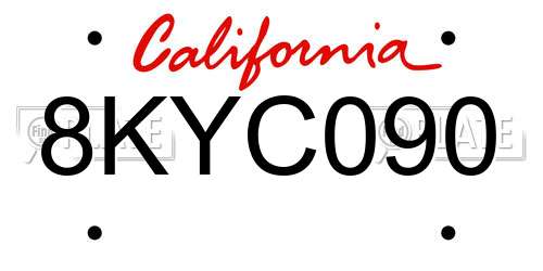 8KYC090 California License Plate