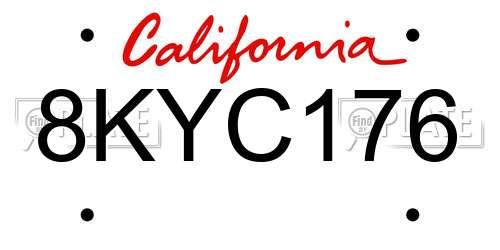 8KYC176 California License Plate