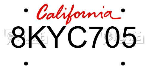 8KYC705 California License Plate