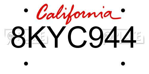 8KYC944 California License Plate