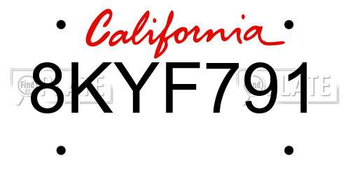 8KYF791 California License Plate