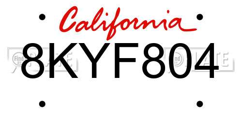 8KYF804 California License Plate