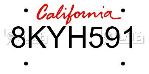 8KYH591 California License Plate