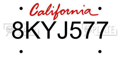 8KYJ577 California License Plate