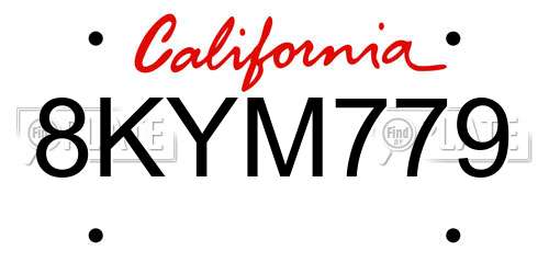 8KYM779 California License Plate