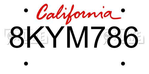 8KYM786 California License Plate