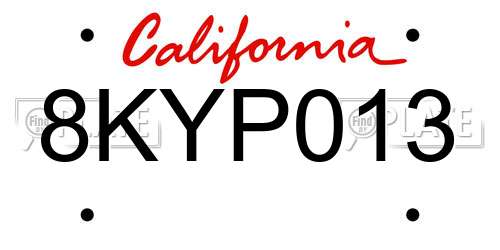 8KYP013 California License Plate