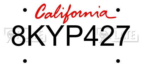 8KYP427 California License Plate