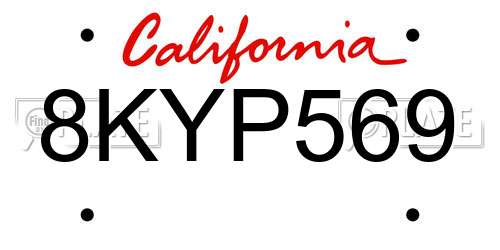 8KYP569 California License Plate