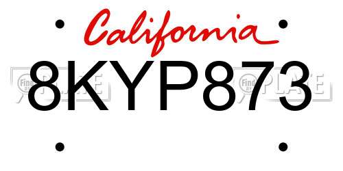 8KYP873 California License Plate