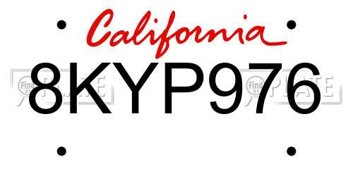 8KYP976 California License Plate
